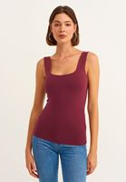 Women Bordeaux Flexible Square Neck Singlet