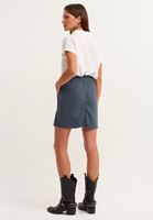 Bayan Gri Kemer Detaylı Mini Etek