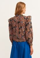 Bayan Çok Renkli Bohem Desenli Fırfırlı Bluz