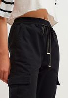 Bayan Siyah Casual Kargo Pantolon