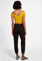 Bayan Siyah Beli Lastik Detaylı Kargo Pantolon