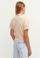 Bayan Açık Krem V-Neck Crop Bluz