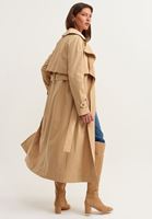 Bayan Bej Kemerli Uzun Trençkot