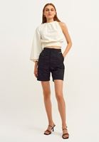 Bayan Krem Tek Omuz Detaylı Bluz