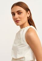 Bayan Krem Tek Omuz Detaylı Bluz