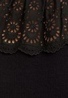 Bayan Siyah Dantel Detaylı Triko Kazak