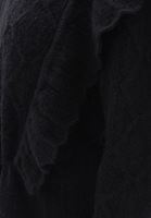 Bayan Siyah Fırfır Detaylı Ajurlu Triko Kazak