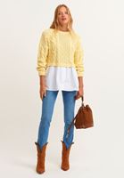 Bayan Sarı Gömlek Detaylı Triko Kazak