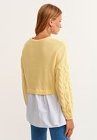 Bayan Sarı Gömlek Detaylı Triko Kazak
