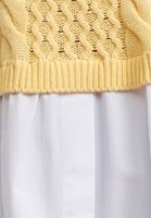 Bayan Sarı Gömlek Detaylı Triko Kazak