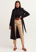 Bayan Siyah Flare Kollu High-Neck Triko