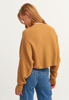 Bayan Kahverengi Oversize Crop Triko