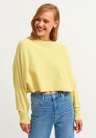 Bayan Sarı Oversize Crop Triko