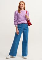 Bayan Mor Ponpon Detaylı Ajurlu Triko