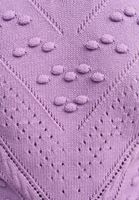 Bayan Mor Ponpon Detaylı Ajurlu Triko