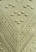 Bayan Yeşil Ponpon Detaylı Ajurlu Triko