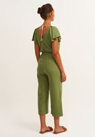 Bayan Yeşil Kruvaze Culotte Tulum