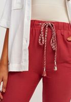 Bayan Bordo Carrot-Fit Bağcıklı Pantolon