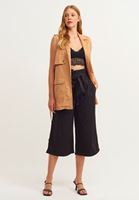 Bayan Siyah Kuşaklı Culotte Pantolon