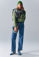 Bayan Mavi Wide-Leg Denim Pantolon