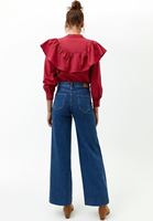 Bayan Mavi Wide-Leg Denim Pantolon