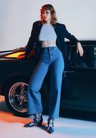Bayan Mavi Wide-Leg Denim Pantolon