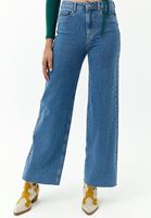 Bayan Mavi Wide-Leg Denim Pantolon