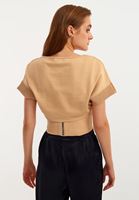 Bayan Bej Cut-Out Detaylı Triko Top