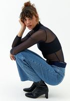 Bayan Lacivert Dik Yaka Tül Bluz