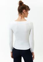 Bayan Krem Asimetrik Yaka Detaylı Triko Kazak