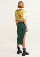 Bayan Yeşil Yırtmaçlı Maxi Boy Etek