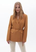 Bayan Açık Kahverengi Kemerli Blazer Ceket
