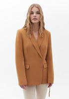 Bayan Açık Kahverengi Kemerli Blazer Ceket