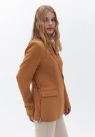 Bayan Açık Kahverengi Kemerli Blazer Ceket