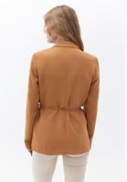 Bayan Açık Kahverengi Kemerli Blazer Ceket