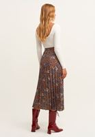 Bayan Çok Renkli Desenli Pileli Midi Boy Etek