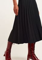 Bayan Siyah Pileli Midi Etek