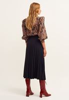 Bayan Siyah Pileli Midi Etek