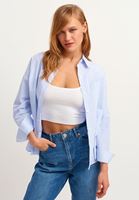 Bayan Çok Renkli Çizgili Oversize Gömlek