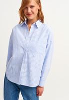 Bayan Çok Renkli Çizgili Oversize Gömlek