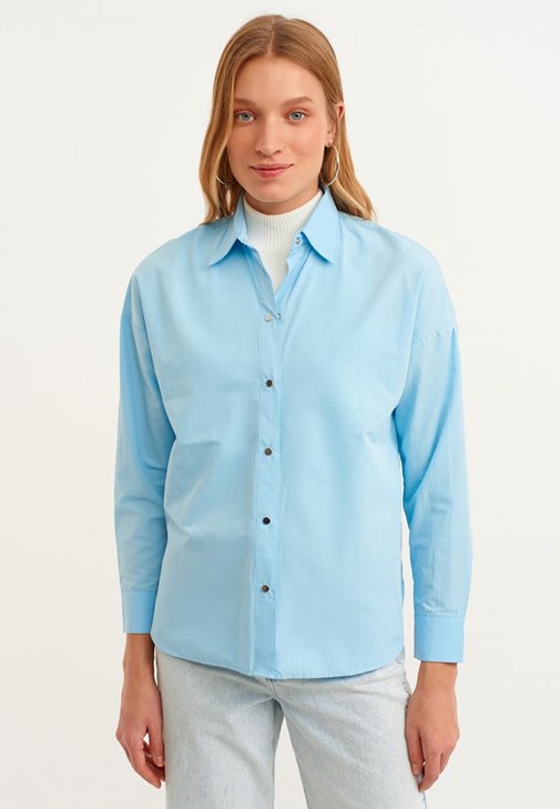 Oversize Poplin Gömlek ve Skinny Pantolon Kombini