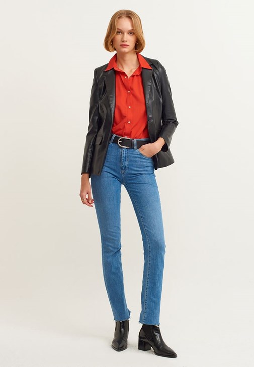 Oversize Poplin Gömlek ve Denim Pantolon Kombini