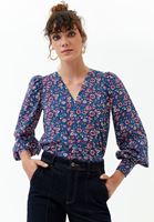 Bayan Çok Renkli Desenli Poplin Bluz