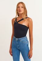 Bayan Siyah Asimetrik Askılı Body