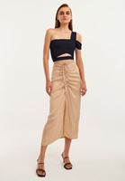 Bayan Siyah Asimetrik Crop Top