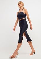 Bayan Siyah Halter Yaka Sırt Detaylı Crop Atlet