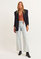 Bayan Turuncu Belden Bağlamalı V Yaka Crop Top