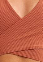 Bayan Turuncu Belden Bağlamalı V Yaka Crop Top