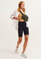 Bayan Siyah Bel Detaylı Biker Tayt