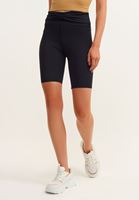 Bayan Siyah Bel Detaylı Biker Tayt